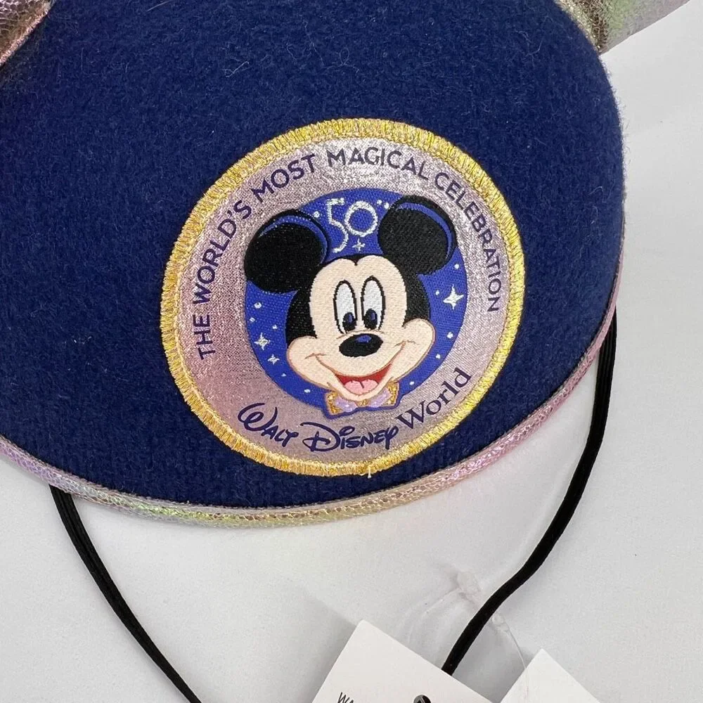 Disney Parks Adult 50th Anniversary‎ Mickey Mouse Ears Hat Iridescent Ears NWT